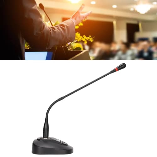 Gooseneck Wired Microphone System, Table Mount Corded Voice Condenser Microphone, Adjustable Desk Microphone with XLR to 6.35mm Cable for Conference B