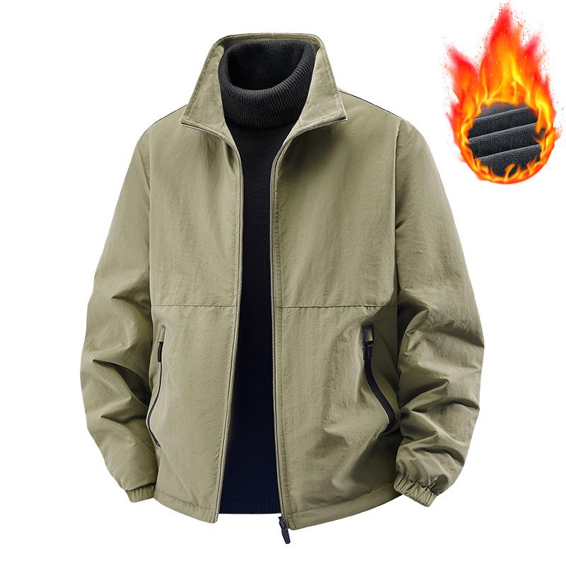 2025 Herrjacka i fleece: Höst/Vinter, Ståkrage, Lös passform, Stor storlek