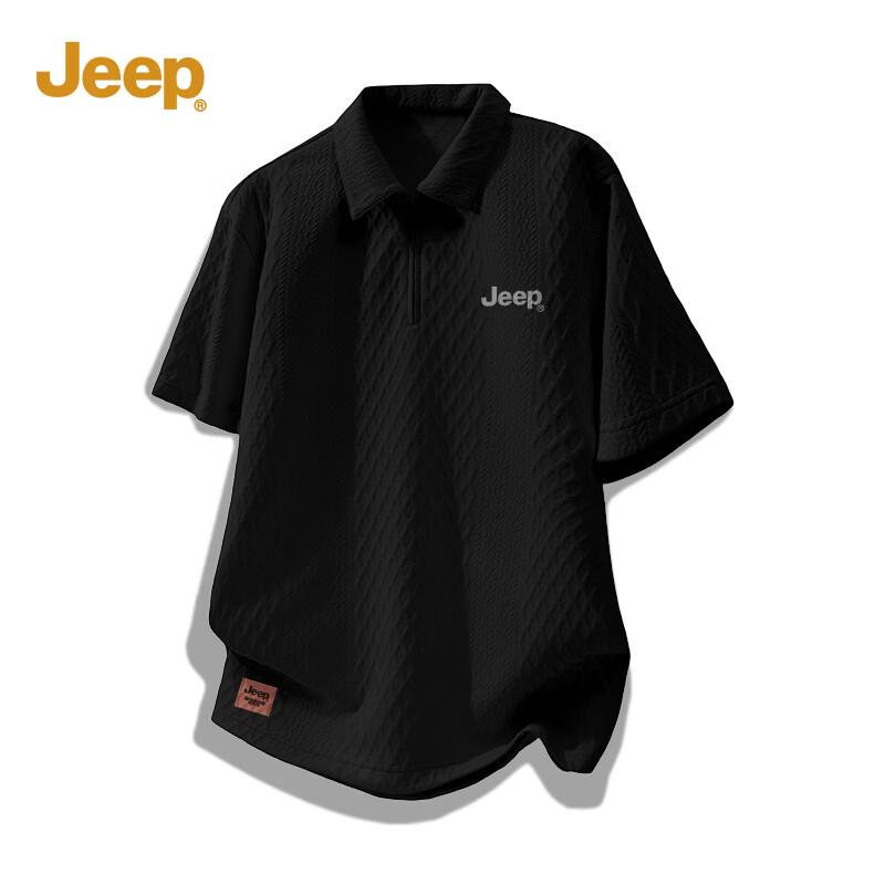 JEEP Men s Casual Letter Print Short Sleeve Polo Shirt 3XL