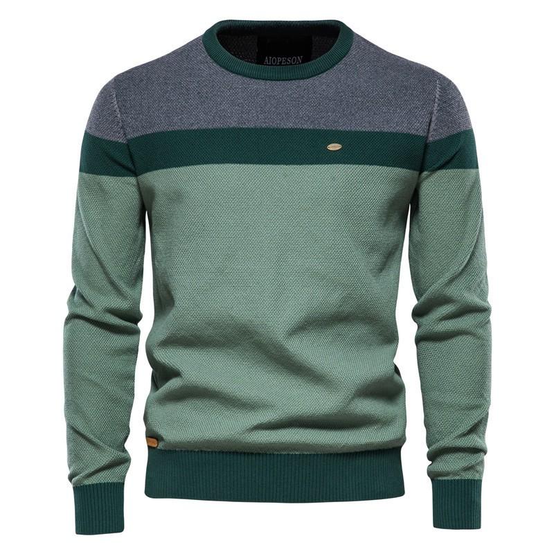 Maglione da Uomo a Girocollo a Manica Lunga in Maglia con Design Color Block Casual Invernale Pullover per Giovani Adulti