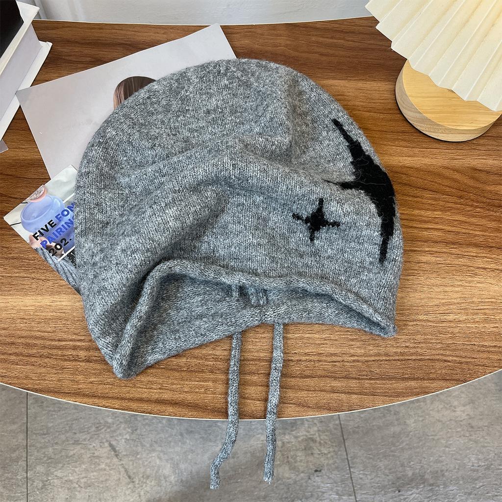 Autumn and Winter Do Not Choose Head Circumference Enlarged Drawstring Hat Women's Cloud Warm Knitted Hat Men's Pile Hat Cold Hat Casual Hat