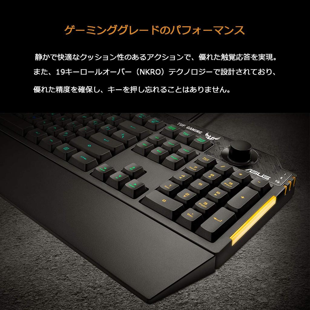 ASUS Gaming Keyboard RA04 TUF GAMING Dedicated Volume Knob Waterproof RGB Lighting Wrist Rest K1/JP