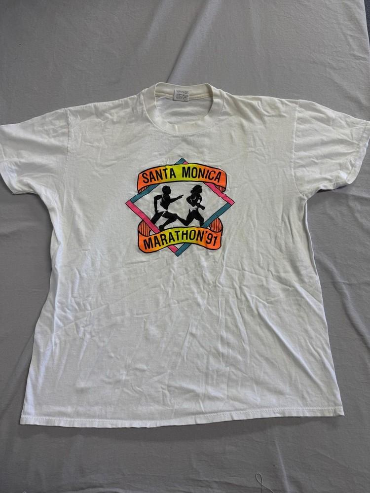 Vintage Santa Monica T-shirt California Marathon 1991 XL Unisex T-Shirt XXXL