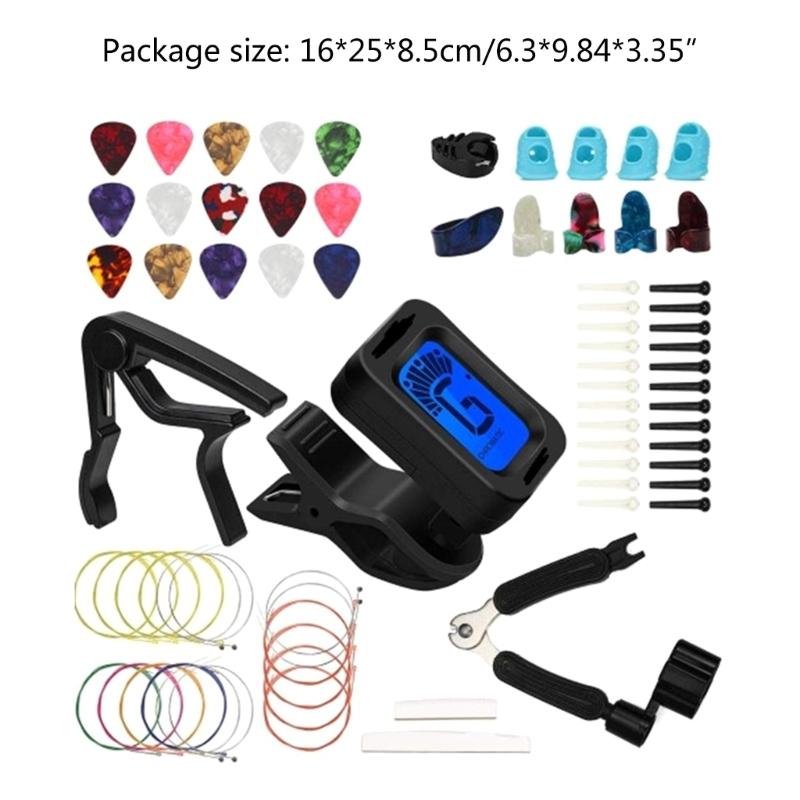 Guitar Accessories Kit with Guitar Strings, Bridge Pins, Bridge Saddle and Nut