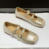 Korean Version of Flat-bottomed Versatile One-word with Ballet Single Shoes Women's 2025 New Autumn Retro Square Head Mary Jane Small Leather Shoes