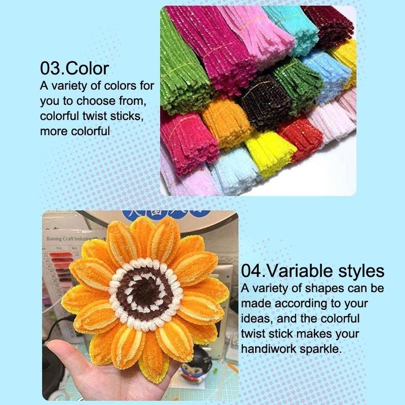 100Pcs Soft Chenille Stems Assorted Pipe Cleaners for Children DIY Art Crafts Kindergarten Handmade Craft Projects