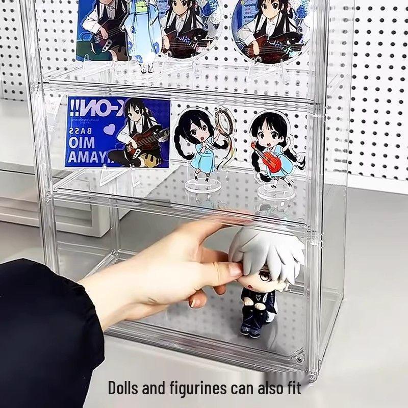 Multi-Layer Acrylic Display Case: Transparent Magnetic Storage for Figurines and Badges