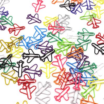 50 Stück Metallfarbene Flugzeugförmige Büroklammern, Eisenklammern für Bürobedarf, Mehrfarbige Datei-Organisatoren für Bücher