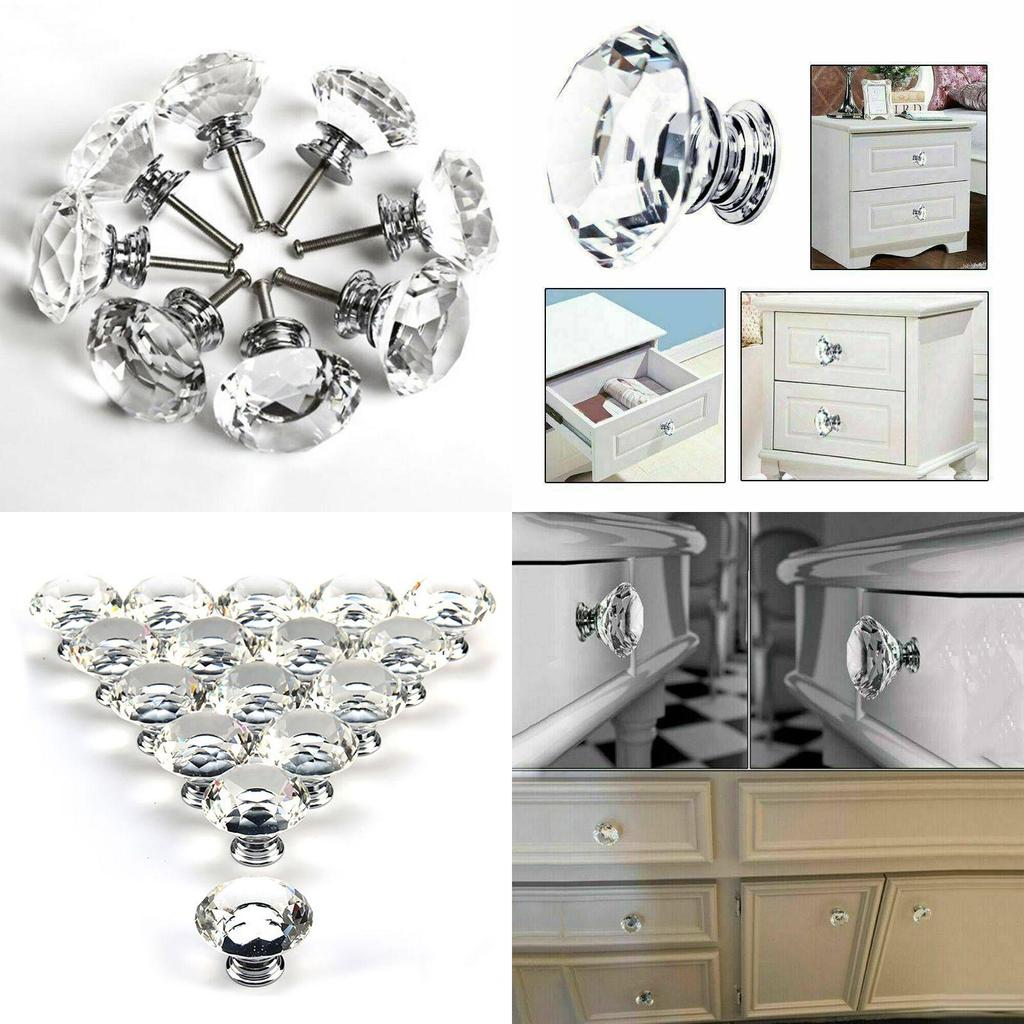 Luxurious 30mm Clear Crystal Drawer Knob For Cupboards And Wardrobes 1 Piece