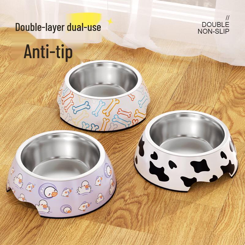 Qio Pet Anti-Tip Stainless Steel Food Bowl for Cats & Dogs