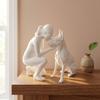 Cute Desktop Dog Figurine Creative Canine Statues Crafts Girl And Dog Statues Desktop Use
