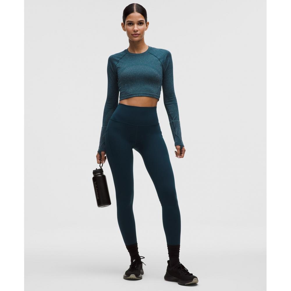 Lululemon Swiftly Tech Cropped Long Sleeve Shirt 2.0  Sparkle Indochine Blue Rainbow Lurex