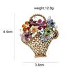 Creative Flower Basket Zircon Brooch Vintage Colorful Pins Women Fashion Jewelry Clothes Coat Decoration Scarf Buckle YSX