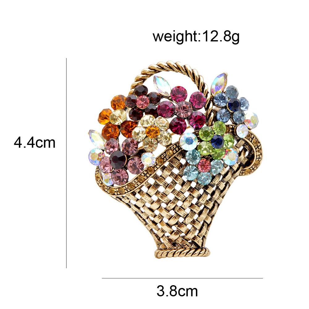 Creative Flower Basket Zircon Brooch Vintage Colorful Pins Women Fashion Jewelry Clothes Coat Decoration Scarf Buckle YSX