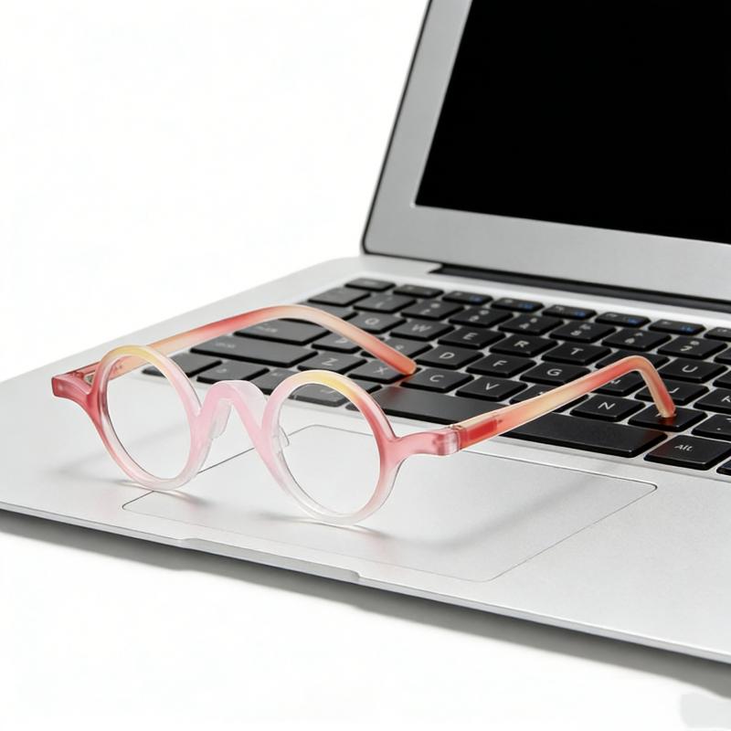 Female Designer's Gradient Color Round Reading Glasses Wavy Nose Bridge Blue Light Protection Presbyopia Glasses for Women Men