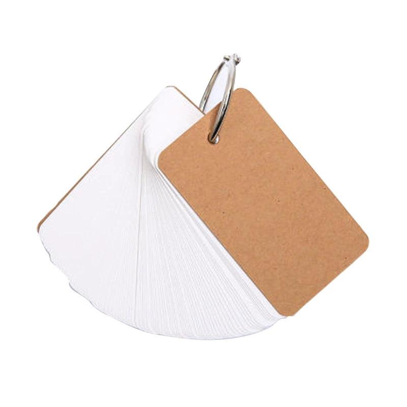 White DIY Portable Handwritten English Word Card with Iron Ring