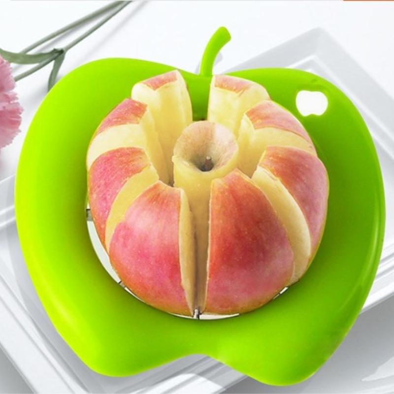 Edelstahl Assist Apfelschneider Cutter Birne Obst Teiler Werkzeug Apfelentkerner Teiler Komfortgriff für Küche Obstschäler