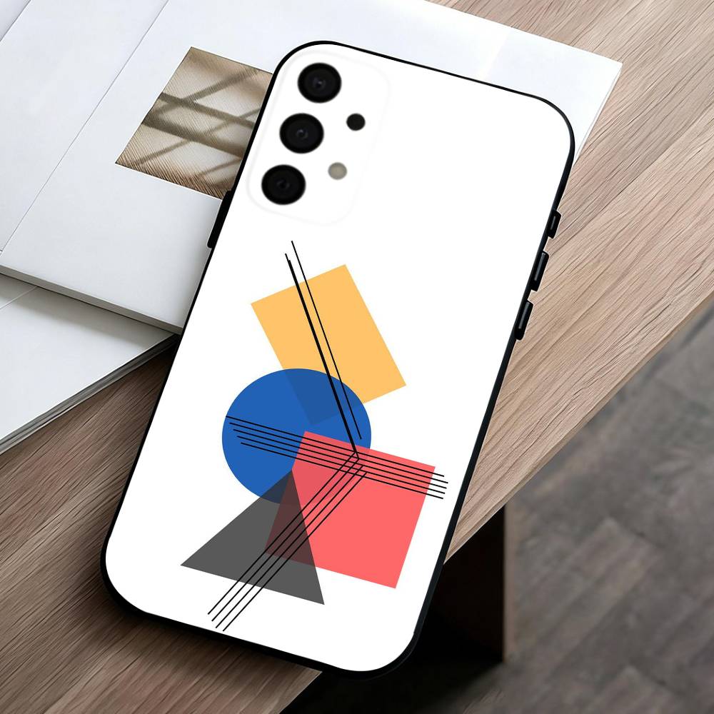 M-Mondrian-B-Bauhaus A-Abstract Shapes  Phone Case For Samsung Galaxy A73,A72,A71,A70,A53,A52,A51,Others Soft Black Cover