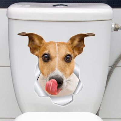Toilettenaufkleber mit Cartoon-Hundemuster, selbstklebend, reißfest, PVC, dekorativ, multifunktional