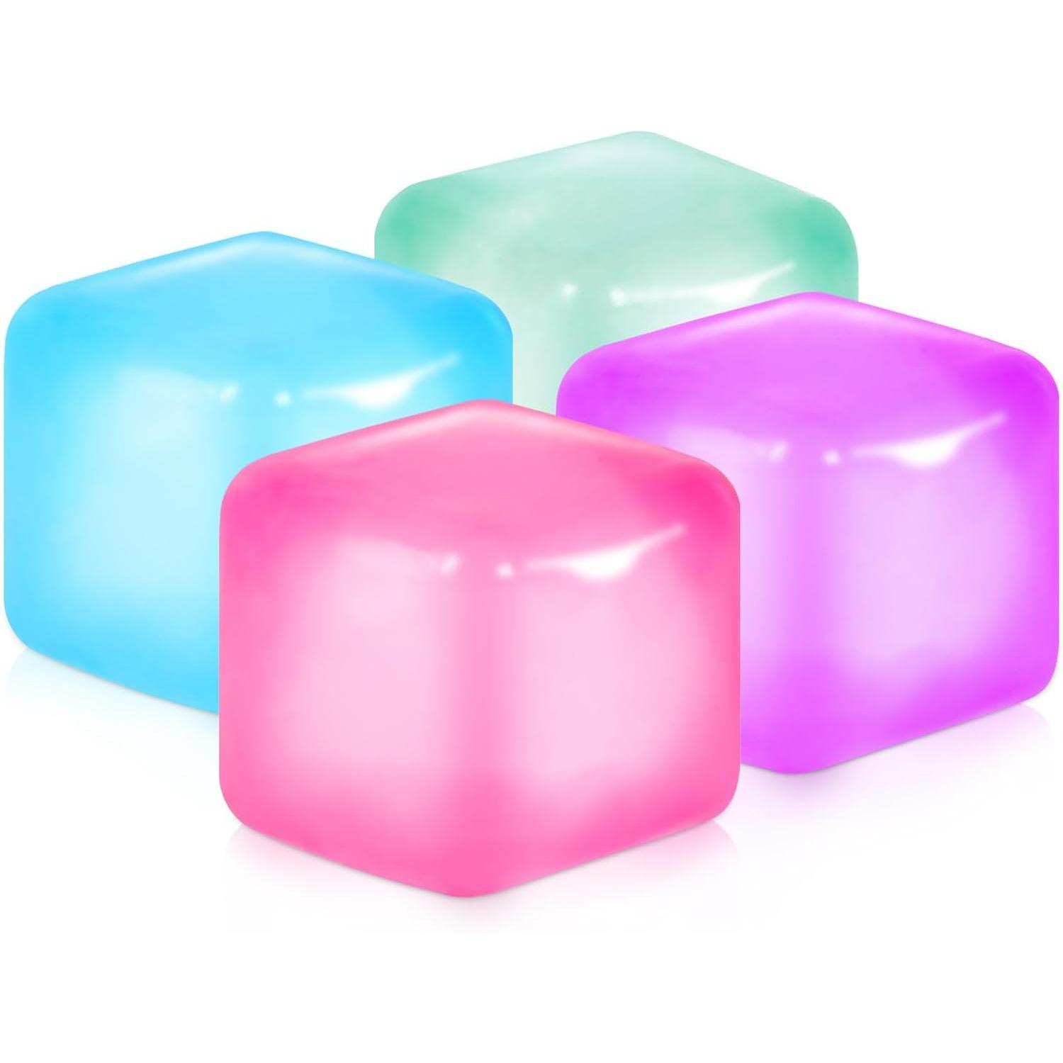 

Squishy Fidget Toys Stress Cube, 4 Pack Solid Ice Cube High Density Malt Sugar Filled, Sensory Anxiety Relief Item for Kids Adults W4