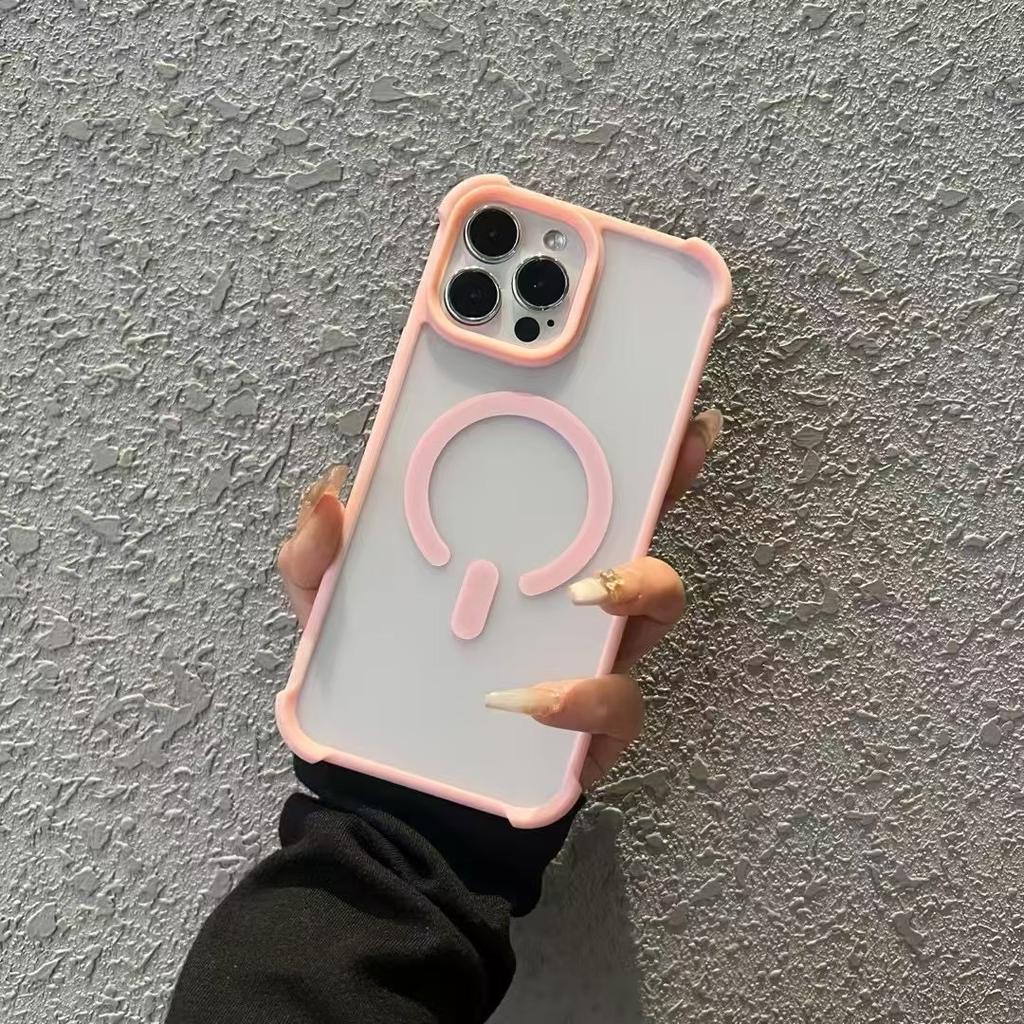 For Apple 16E Phone Case Frosted for IPhone 15 Promax Magnetic Charging Four Corner Airbag Anti Drop