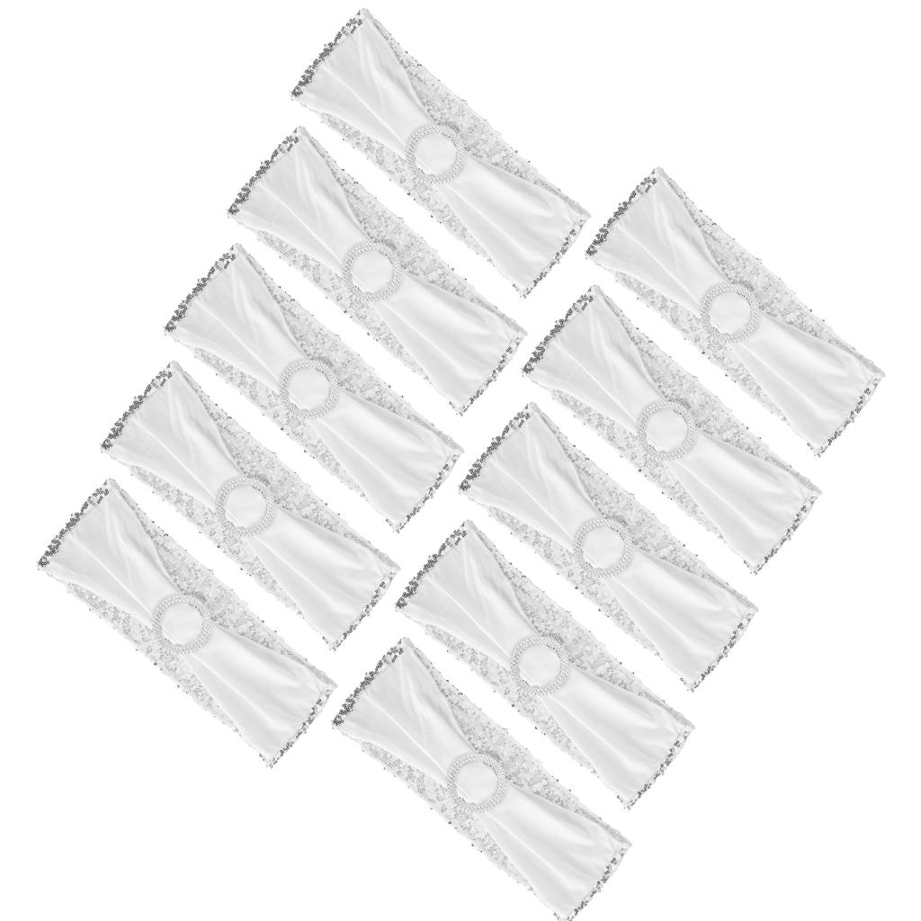 10Pcs Chair Sash Washable Elastic Chair Cover Band Decoration Set for Wedding Party Banquet
