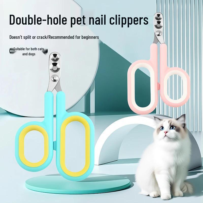 Pet Nail Clippers for Cats & Dogs - Single/Double Round Hole Design, Ideal for Grooming