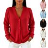 Women's Knit V Neck Button Cardigan Sweater Long Sleeve Soft Comfortable Autumn Winter Outerwear Casual Lightweight Layering Top