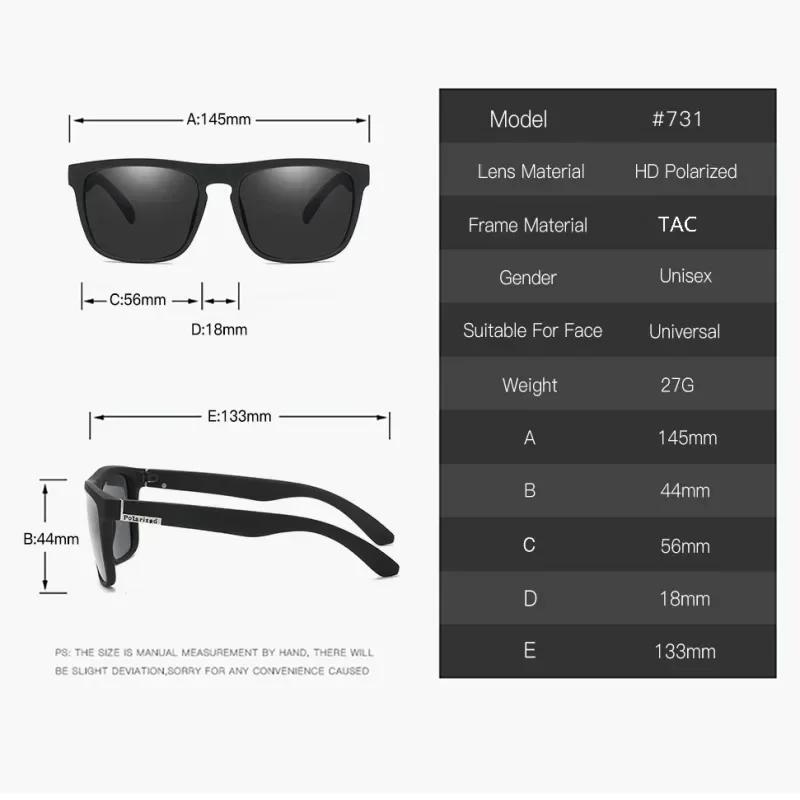 Fashion Classic Polarized Brand Design Sunglasses Men Women Driving Fishing Square Frame Sun Glasses Male Goggle UV400 Eyewear