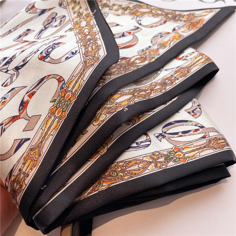 Korean Thin Narrow Ribbon Angled Scarf With Temperament Fashionable Women's Headscarf Small Decoration Versatile Spring Autumn