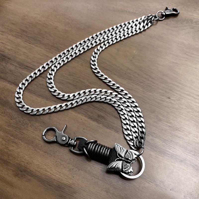 

Ретро многослойная хип-хоп поясная цепочка с бабочками - Унисекс модный аксессуар для брюк