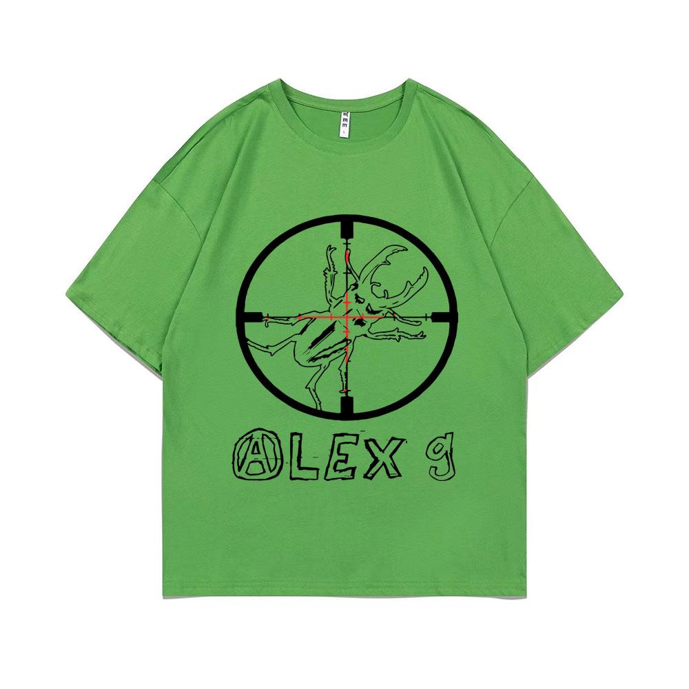 

Смешной принт Alex G, футболка с коротким рукавом, мужская модная повседневная футболка свободного кроя, мужская женская винтажная футболка оверсайз, футболки с круглым вырезом из чистого хлопка 4XL