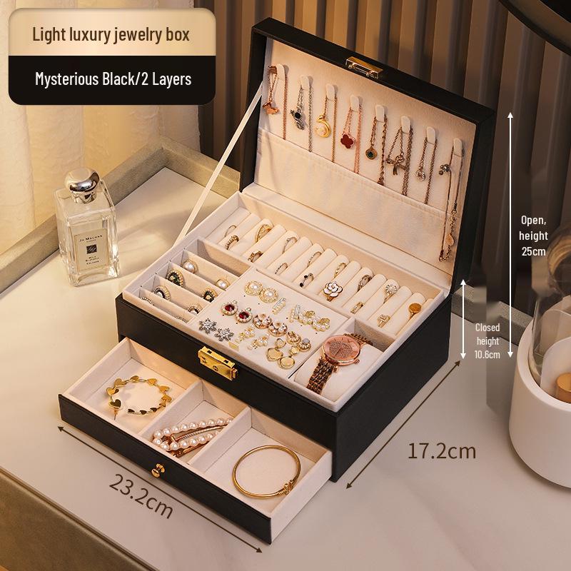 Elegant Jewelry Storage Box with Multi-Functional Drawers for Rings, Earrings, Necklaces, and Ornaments - Perfect for Home Display.