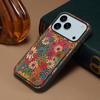 Fold Stand Flower Leather Case for iPhone 17 Pro Max Air 16 16e 15 Plus 14 13 12 11 Xr Xs Hidden Dual Card Holder Design Cover