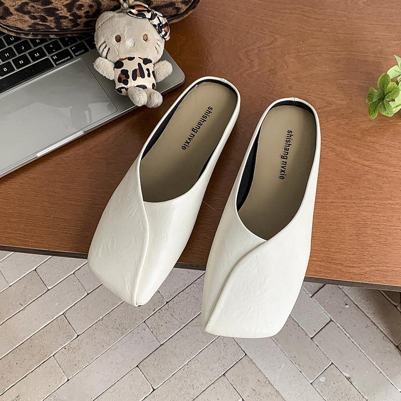 One Pedal Bag Head and Half Slippers, Wearing Women's Summer New Light Mouth Comfortable Versatile Soft Flat Shoes