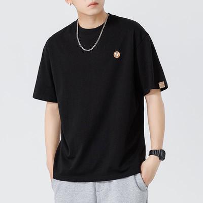 Kunhai Pengyun Men's Short-Sleeve Cotton T-Shirt - Summer Trendy, Loose Fit with Letter Embroidery