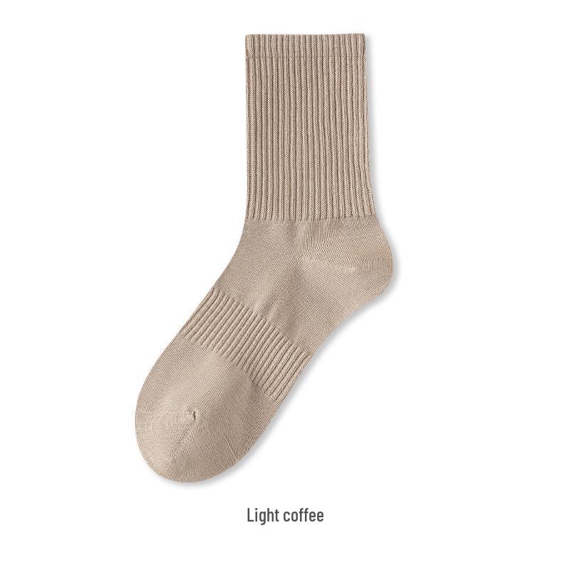 Chaussettes mi-mollet en coton pour femmes - Absorbantes la transpiration, résistantes aux odeurs, couleur unie pour le printemps et l'automne