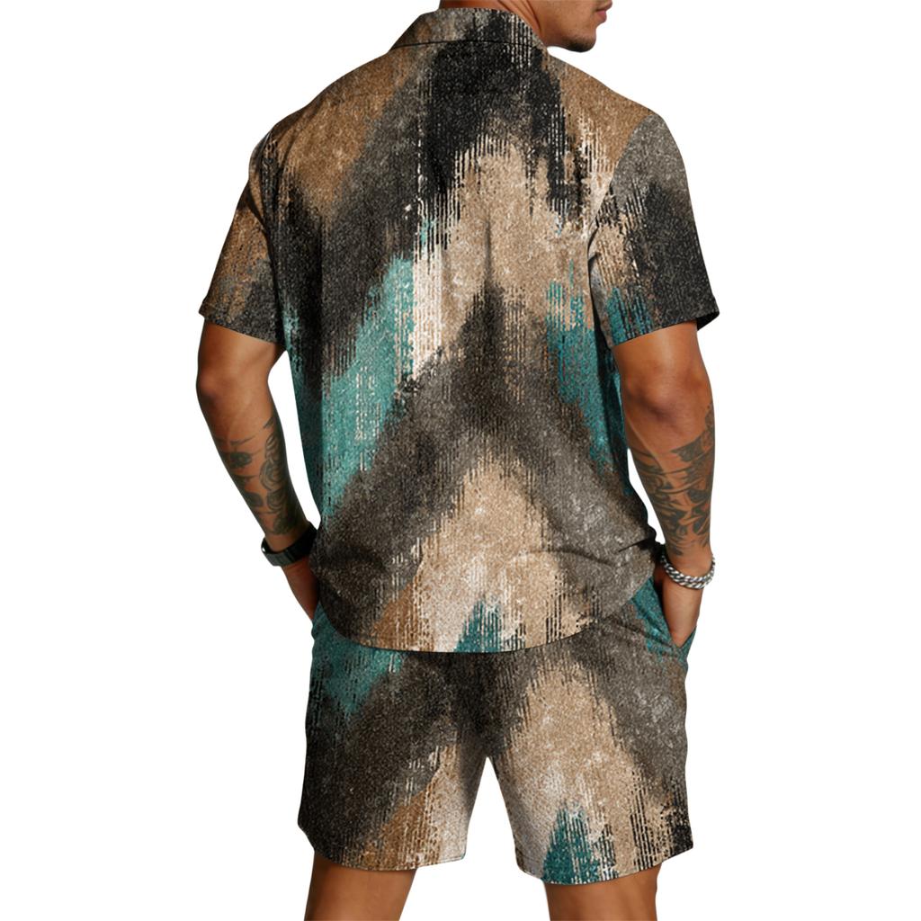 Men's Casual Lightweight Breathable Short-Sleeve Shirt And Shorts Set