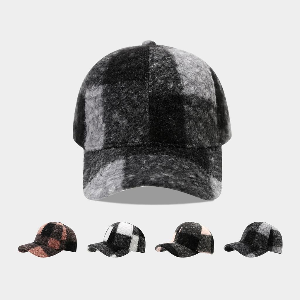 New Autumn And Winter Classic Plaid Patchwork Versatile Baseball Cap Retro British Thickened Unisex Warm Peaked Cap