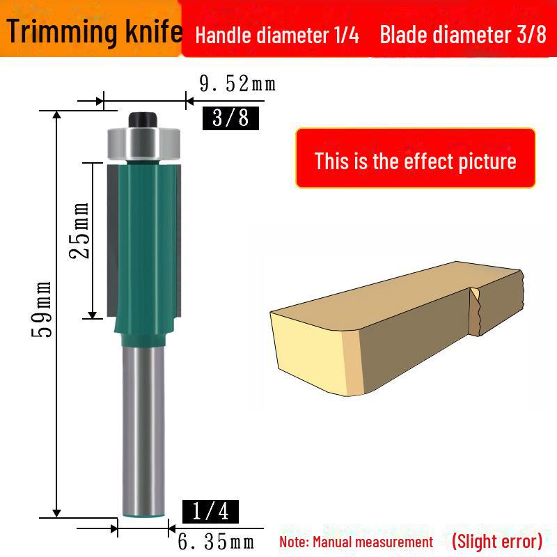 1/4" Bearing Woodworking Milling Cutter Set: Trimming, Engraving, V-Shaped, Straight, & Round Bottom Knives