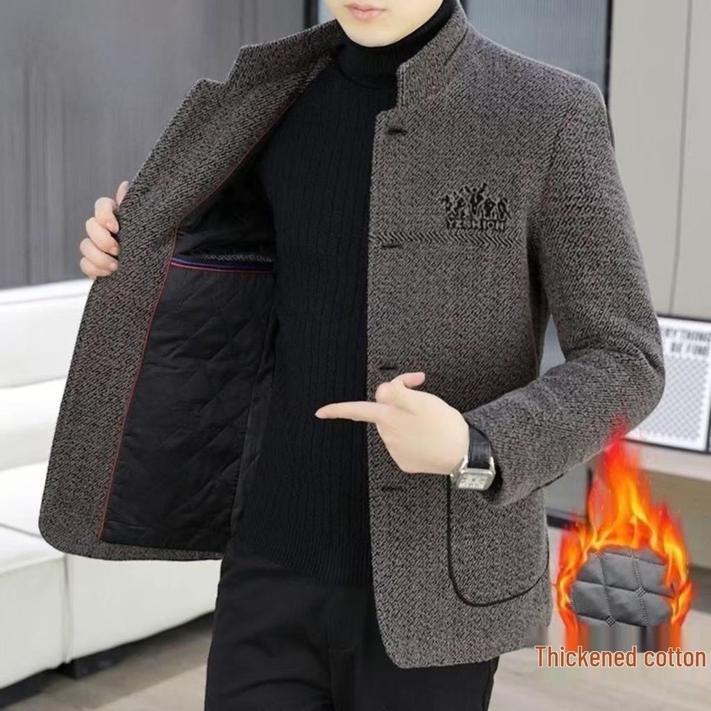 Herren Herbst Hochwertige Stehkragen Anzugjacke für Mittleren und Jungen