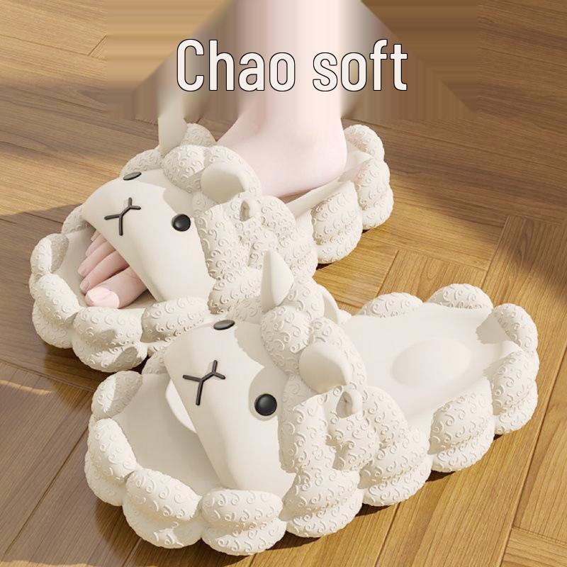 Women's Cute Sheep Slippers: Non-Slip, Cozy Indoor/Outdoor Footwear with Unique Step-on-Feeling Sandal Design.