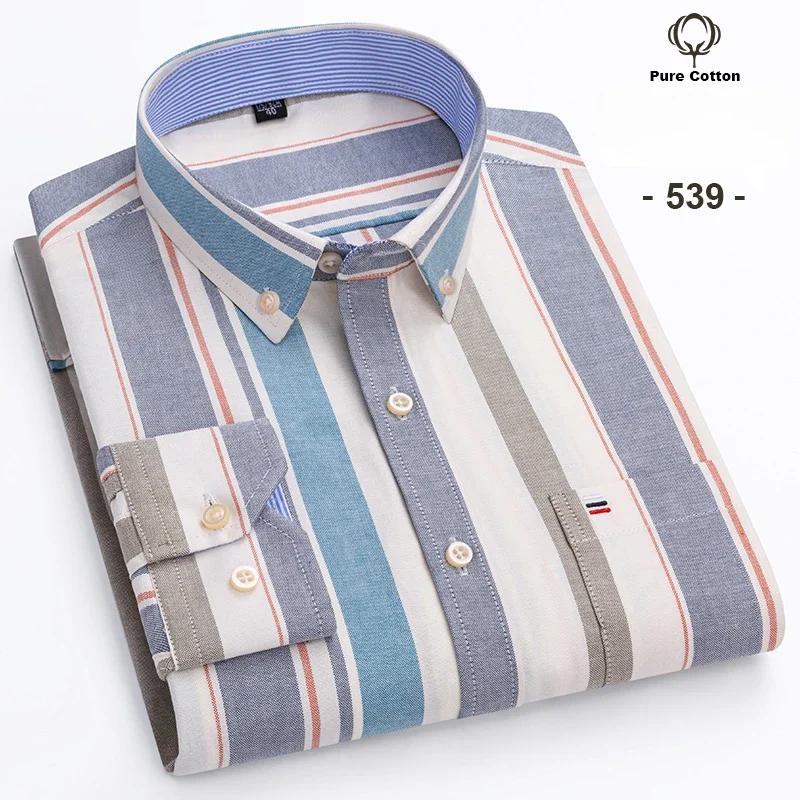 New In Shirt Plus Size 7XL Long-sleeve Shirts for Men 100%cotton Oxford Slim Fit Formal Plain Shirt Fashion Korean Plaid Clothes