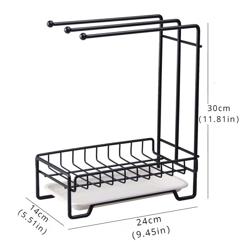 1 st kökshylla, diskbänk i järn, trasställ för dränering, multifunktionell svamparrangör, dräneringsställ för handdukar