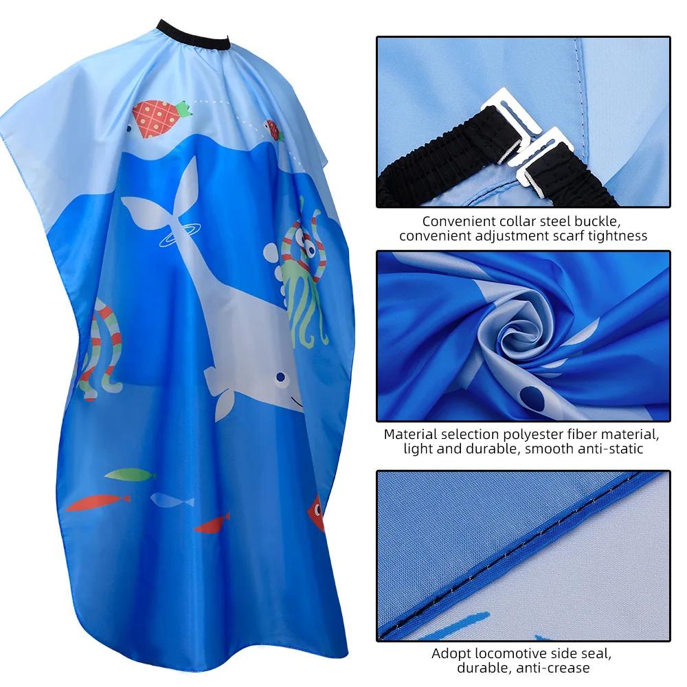 New Creative Cartoon Printing Kids Hair Cutting Apron Waterproof Barbershop Hairdressing Cloth Shawl Wrap Styling Tool Accessory