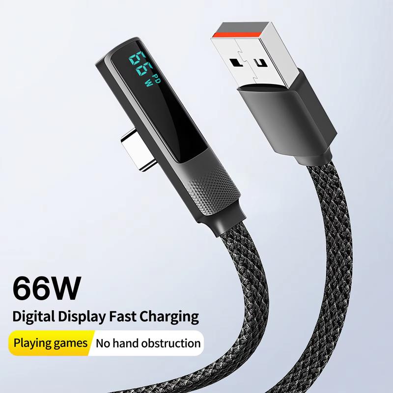 90° LED Digitalanzeige USB-C auf Typ C Ladekabel Schnellladekabel für iPhone 17/16/15 Pro Max Samsung Galaxy S25/S24