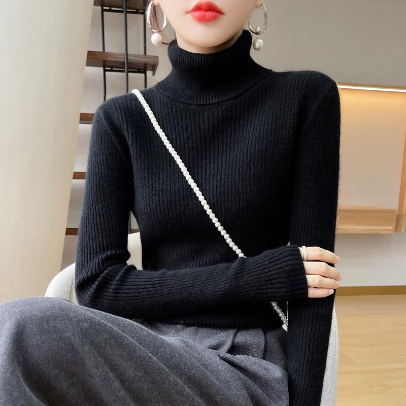 Women's Slim Fit Cashmere Blend High Neck Sweater - Autumn Winter 2024 Collection