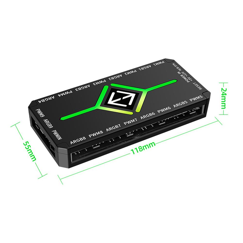 1 To 9 3 in 1 PWM Magnetic Fan Hub Splitter SATA Power Supply ARGB Fan HUB Splitter for 5V Addressable ARGB Computer PC Case Fan