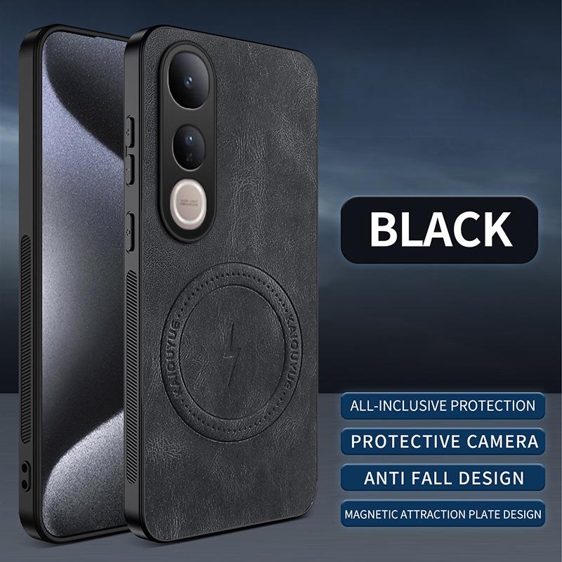 Vivo V50/V50 Lite Nappa Leather Anti-Drop Magnetic Lens Case with MagSafe Compatibility