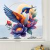 Kingfisher Lotus Pond Static Cling Window Sticker Removable Reusable for Bedroom Living Room Kitchen Glass Home Decor Art